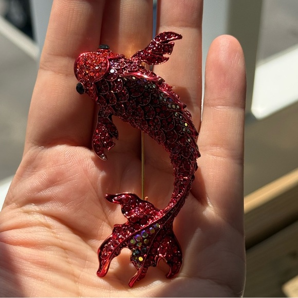 Betsey Johnson Red Crystal Carp Fish Brooch - Picture 10 of 15
